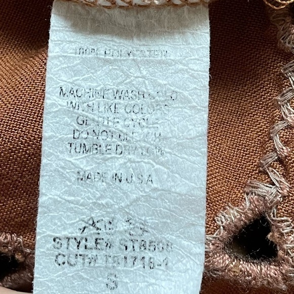 Brown Slit tie Sleeve Square Neck Stitching Top boho Western Pullover Top - Picture 8 of 13